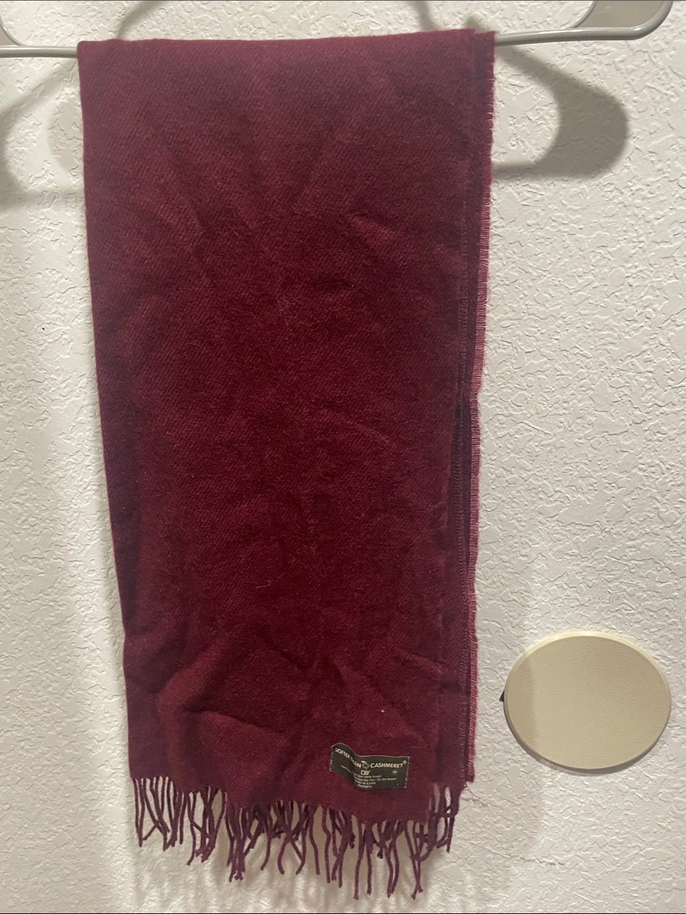 D&Y Burgundy Fringe Cashmere Blend Scarf